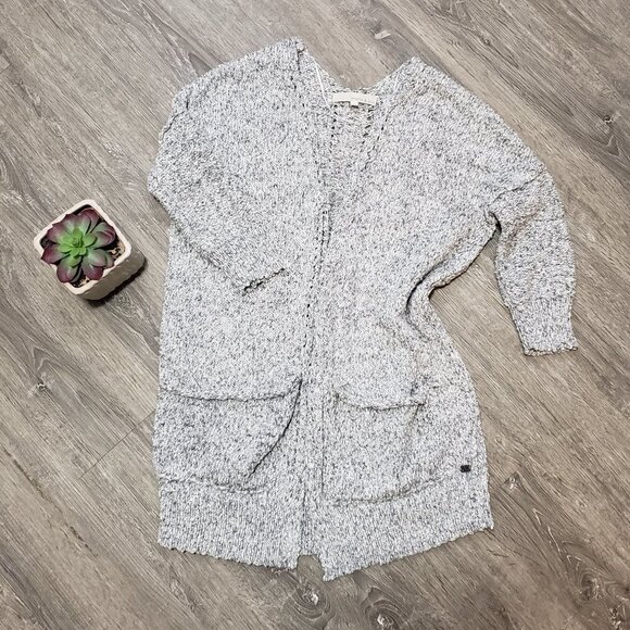 Monk & Lou * Open Knit Grey Crochet Cardigan * S - Picture 1 of 10